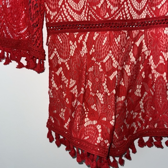 missguided Red Lace Bohemian Romper - Picture 5 of 9